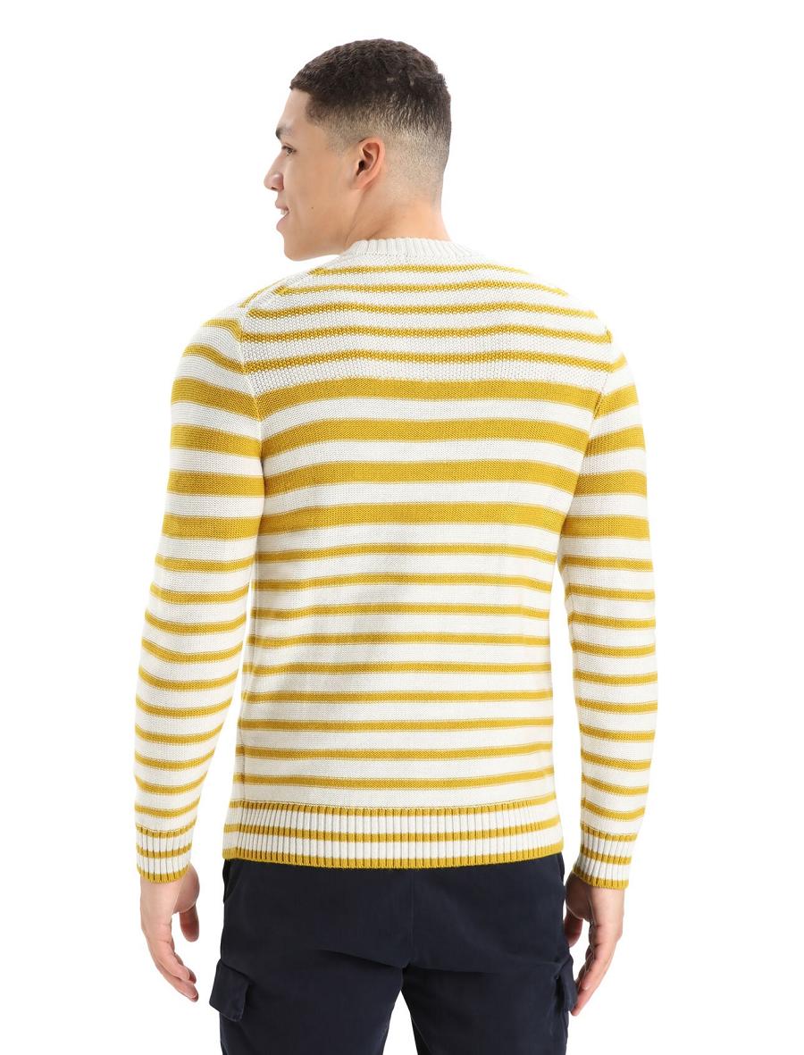 Men's Icebreaker Merino Waypoint Crewe Sweaters Ecru Heather / Silent Gold | CA 1724ILHS